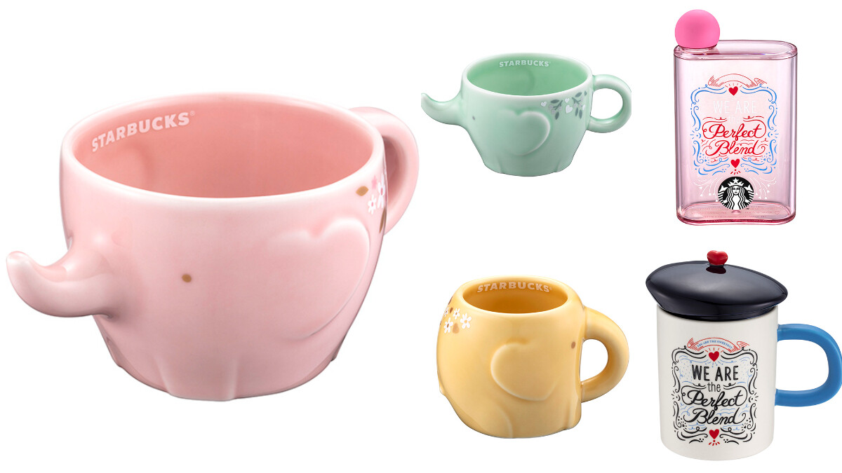 星巴克2022情人節系列俏皮開賣！白桃粉、嫩芽綠、奶油黃3款大象馬克杯必收