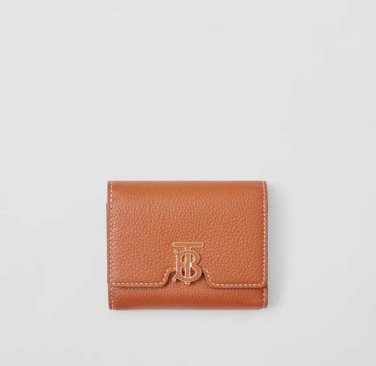 花押字圖案粒面皮革對折皮夾暖赤褐棕色，NT21,900