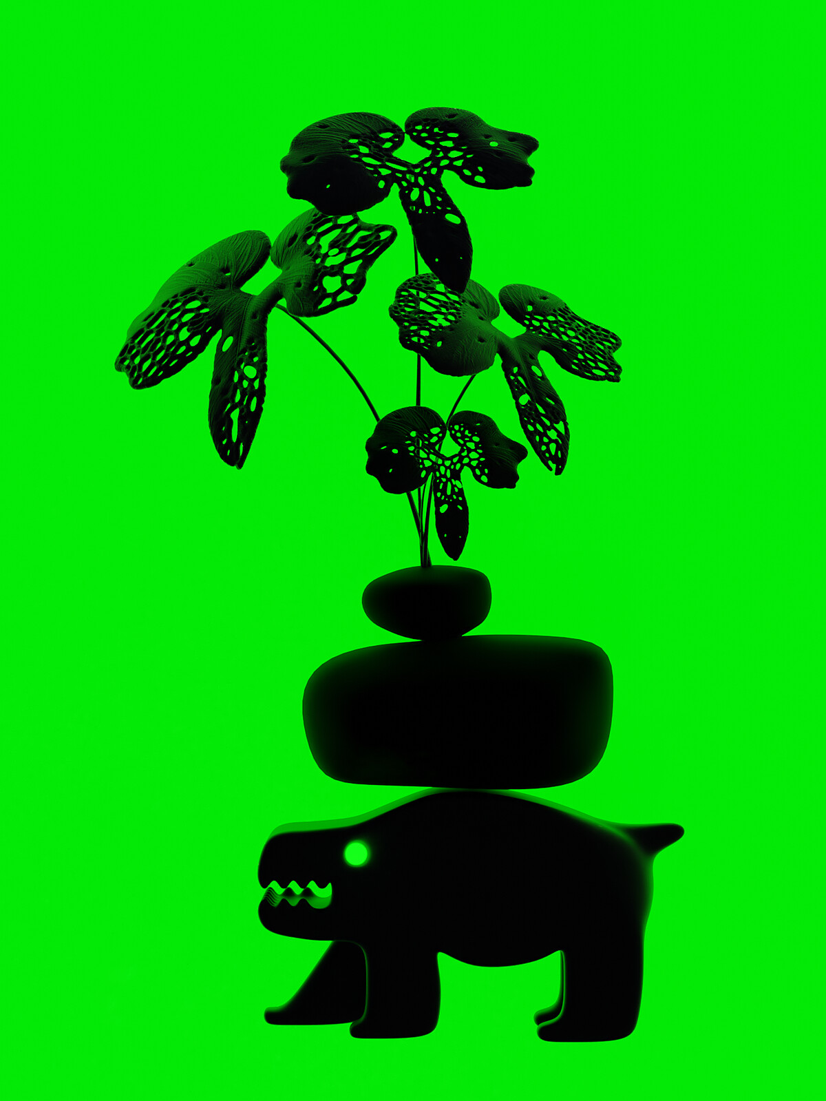 尊彩藝術中心，陳普，植動物，手繪、數位演算、相紙，140&times;105cm，2021年。