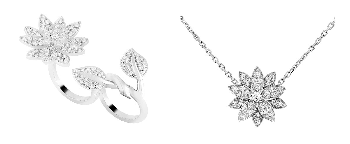 Lotus Between the Finger指間戒(白K金、鑽石)、Lotus吊墜，小型款式(白K金、鑽石)