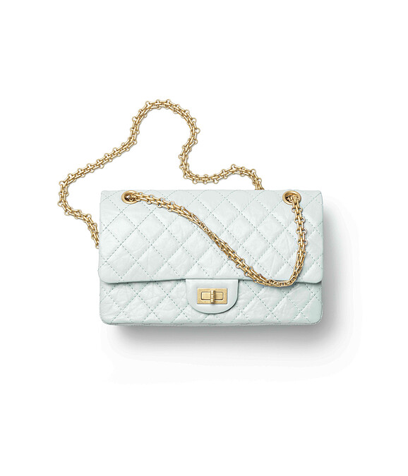 淺藍色菱格紋皮革金屬鍊帶2.55包,NT268,900