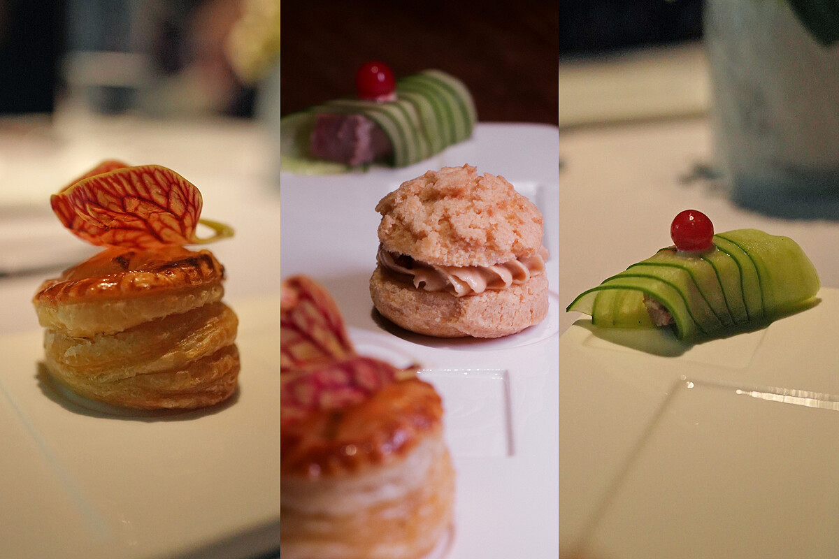 法式和牛抹醬｜迷你酥皮燉牛肉派｜花生醬和牛肉脯泡芙。