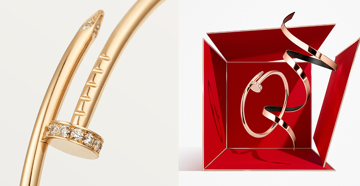 Juste un Clou鑲鑽手環，玫瑰金，鑽石，參考價格約NT140,000 起。