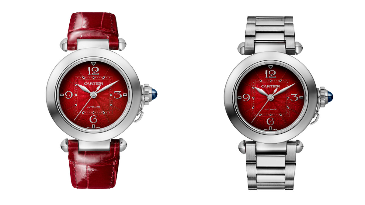 PASHA DE CARTIER腕錶35毫米，自動上鍊機械機芯，精鋼鍊帶，隨附1條可更換式皮革錶帶。(一月份限定上市，單次發行)。