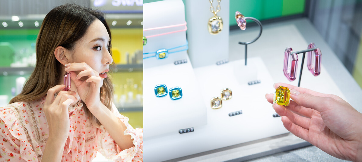 (左圖) Lucent大圈耳環 推薦價12000元、(右圖左)Dulcis個性戒指 推薦價8000元、(右圖右) Lucent個性戒指 推薦價11000元。