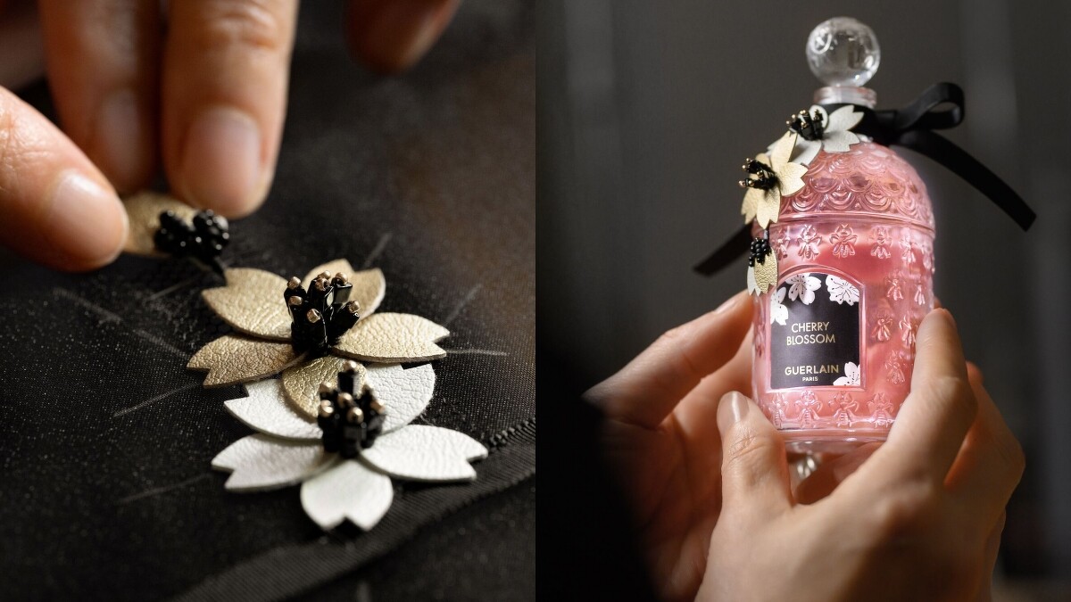 GUERLAIN嬌蘭花綻舞櫻淡香水高訂精繡蜂印瓶裝飾製作過程。