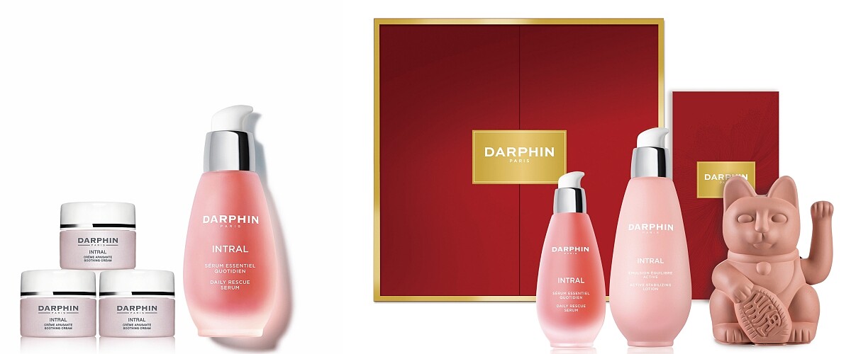 DARPHIN遠東竹北精品概念店開幕慶組合優惠(左)小粉紅買1送3組、(右)療癒美肌財虎禮盒。