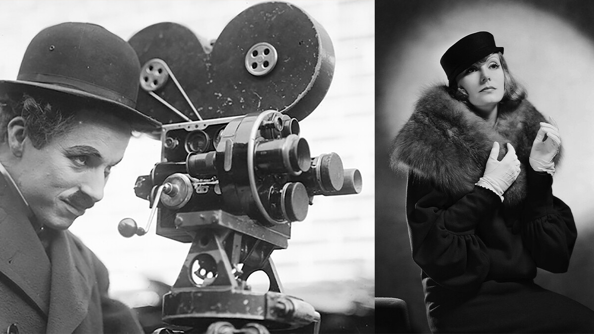 默劇巨星-卓別林 (左) / 葛麗泰&middot;嘉寶(右)