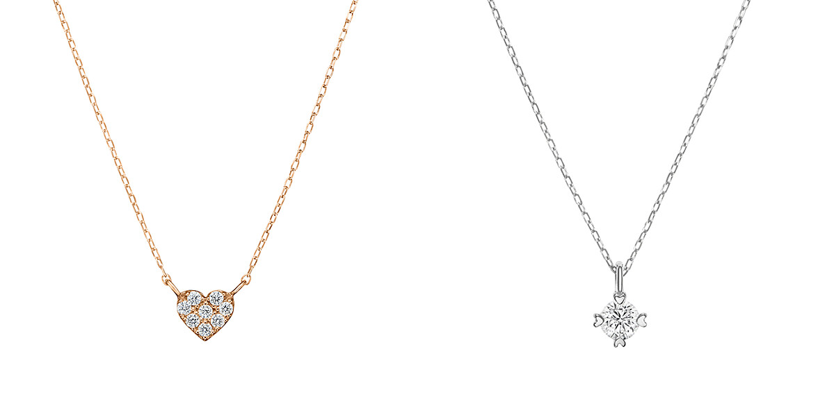 Epity Heart玫瑰金鑽鍊、Espiel白K金鑽鍊