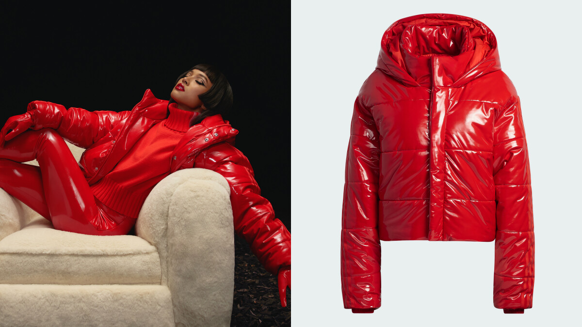 紅色漆皮羽絨衣，NT$8,800