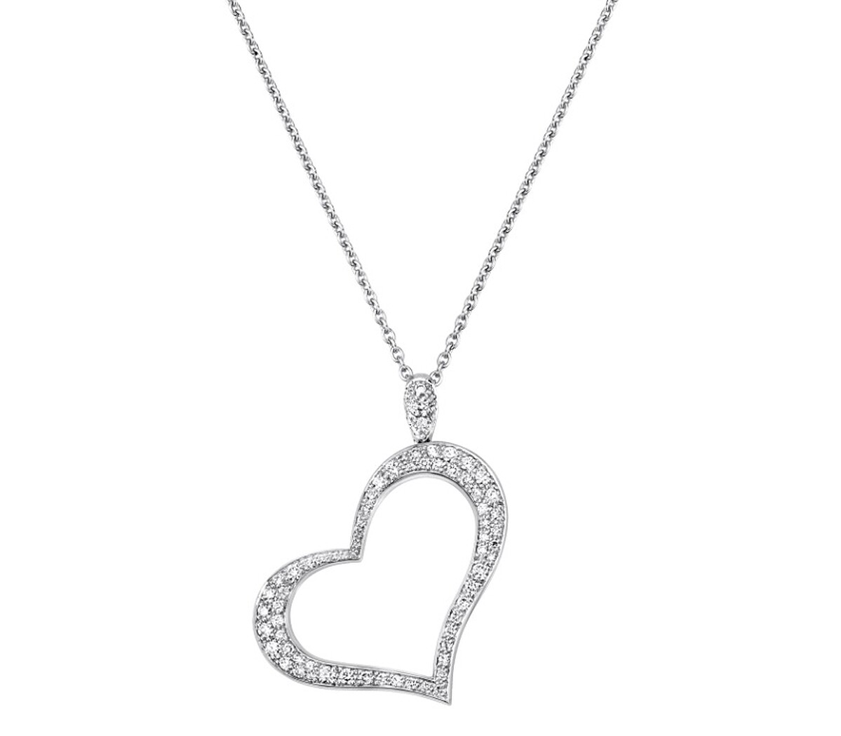 Piaget 伯爵 Hearts系列垂飾項鍊，18K白金，鑲襯68顆圓鑽（約0.77克拉），售價NT$ 275,000Graff 格拉夫 Classic Graff系列心形吊墜項鍊，18K白金鑲嵌鑽石0.9克拉，售價NT$244,000