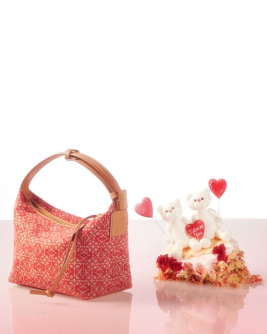 Loewe紅色提花Cubi肩背包，NT$39,000