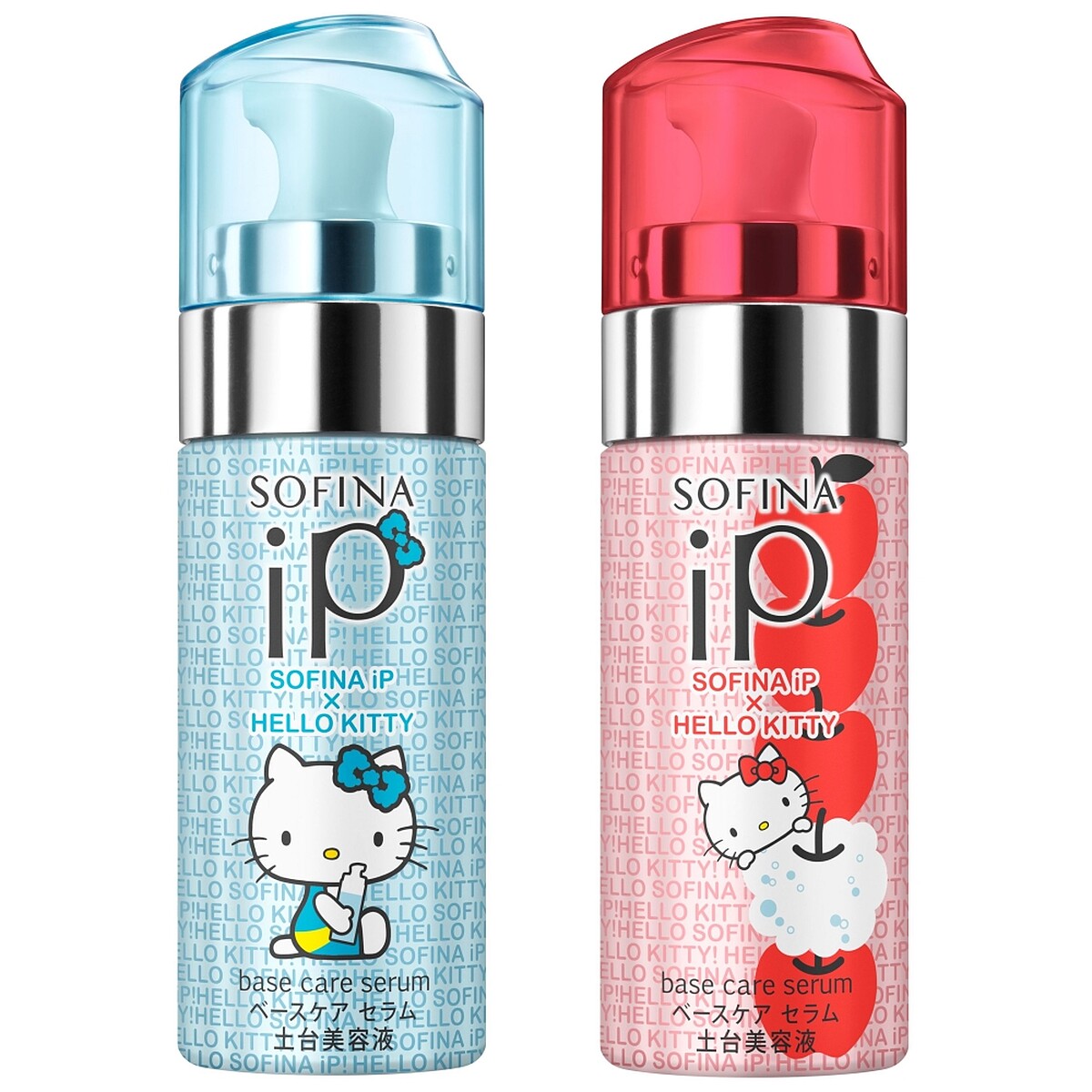 SOFINA iP土台美容液Hello Kitty Hello Kitty聯名限定款共有年輕透亮藍、活力秘密紅兩種瓶身。