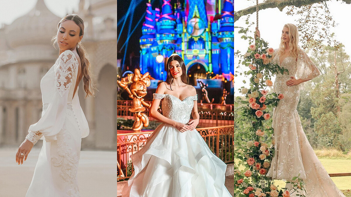 迪士尼樂園上演夢幻公主婚紗大秀,尾聲白紗光影秀一圓女孩們的公主夢