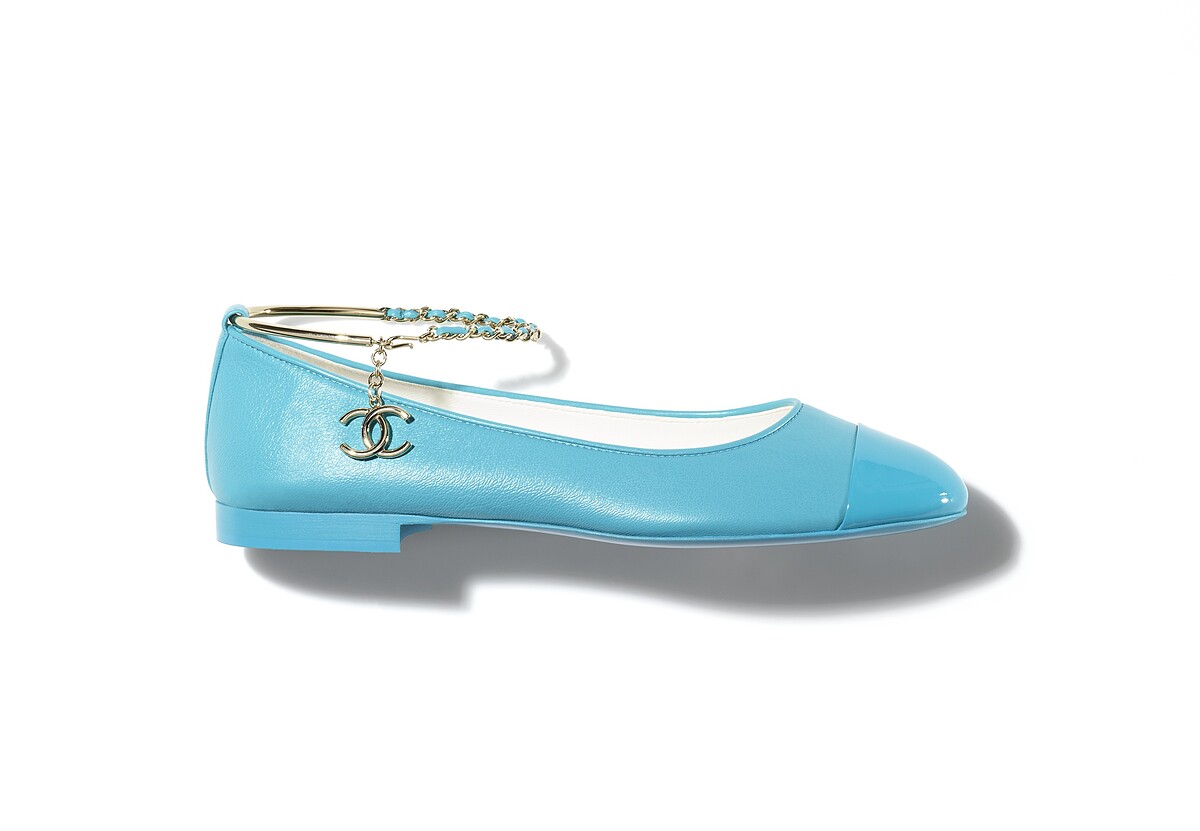 皮革繞踝皮穿鍊雙色芭蕾舞鞋，NT 37,900