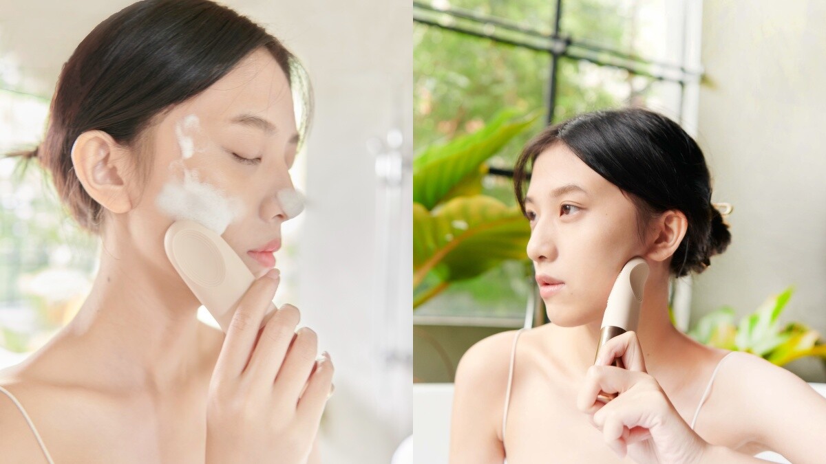 NUEVA Torche超溫感三效音波洗臉儀使用示意。