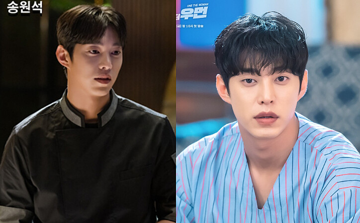 在《雙重人生》飾演渣夫韓成雲(右)、在《紅天機》飾演安孝燮護衛武英表現出色的宋元錫，這回《社內相親》變成安孝燮的情敵？