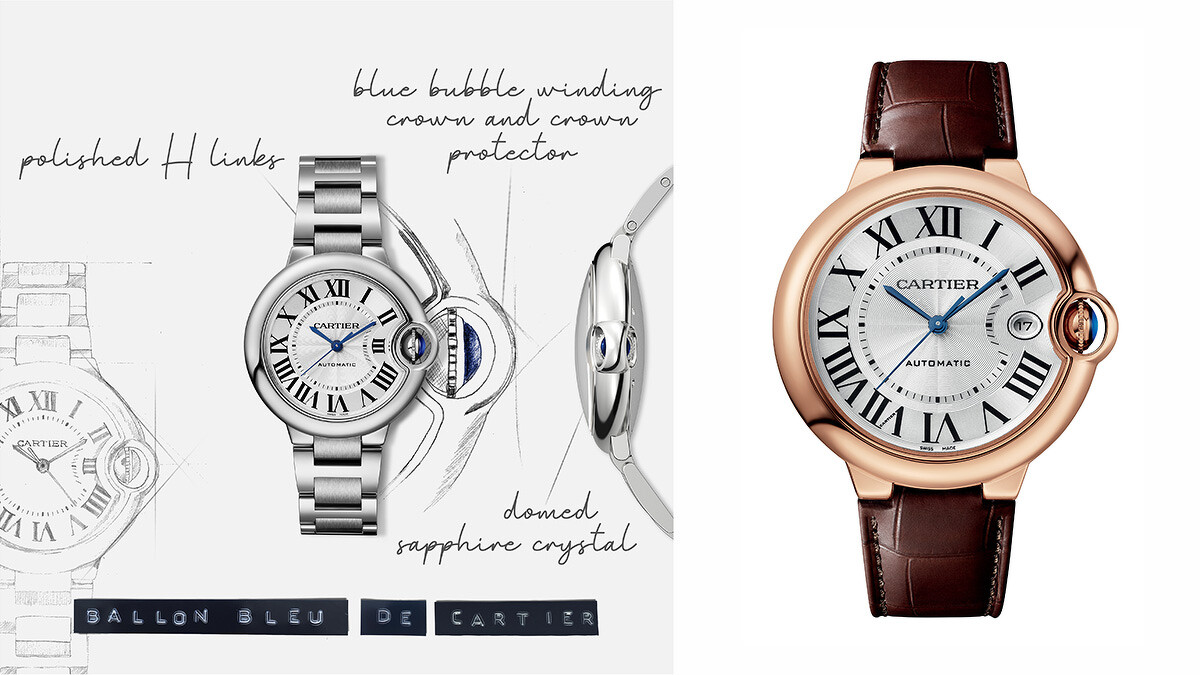 Ballon Bleu de Cartier玫瑰金腕錶 (40mm)。 