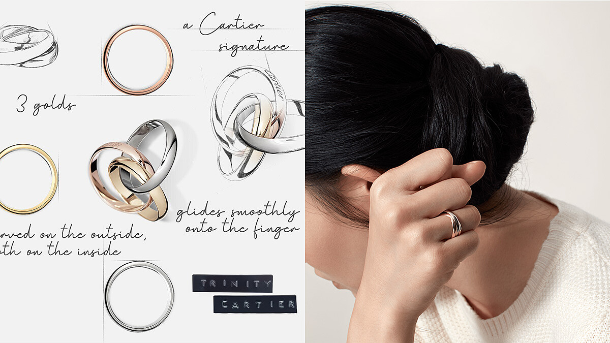 完美詮釋卡地亞風格美學的ICON經典系列—Trinity，以精緻且簡約的三環交織設計，傳遞每份無可取代的真摯情感！