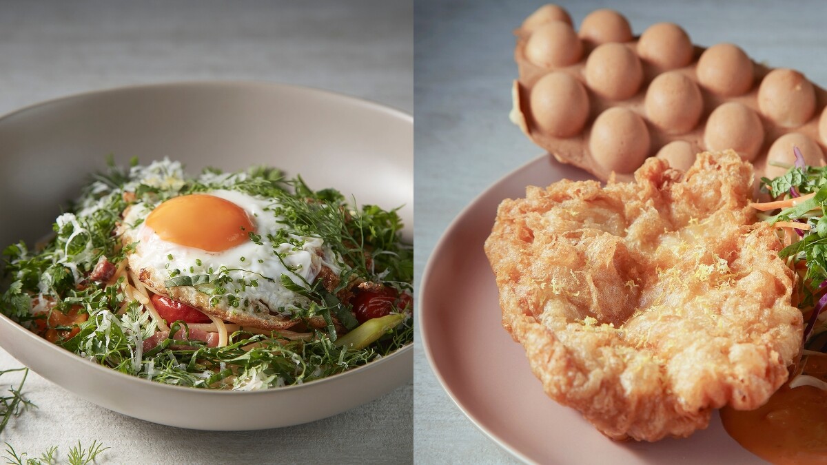 右為特色早餐「炸雞雞蛋仔」