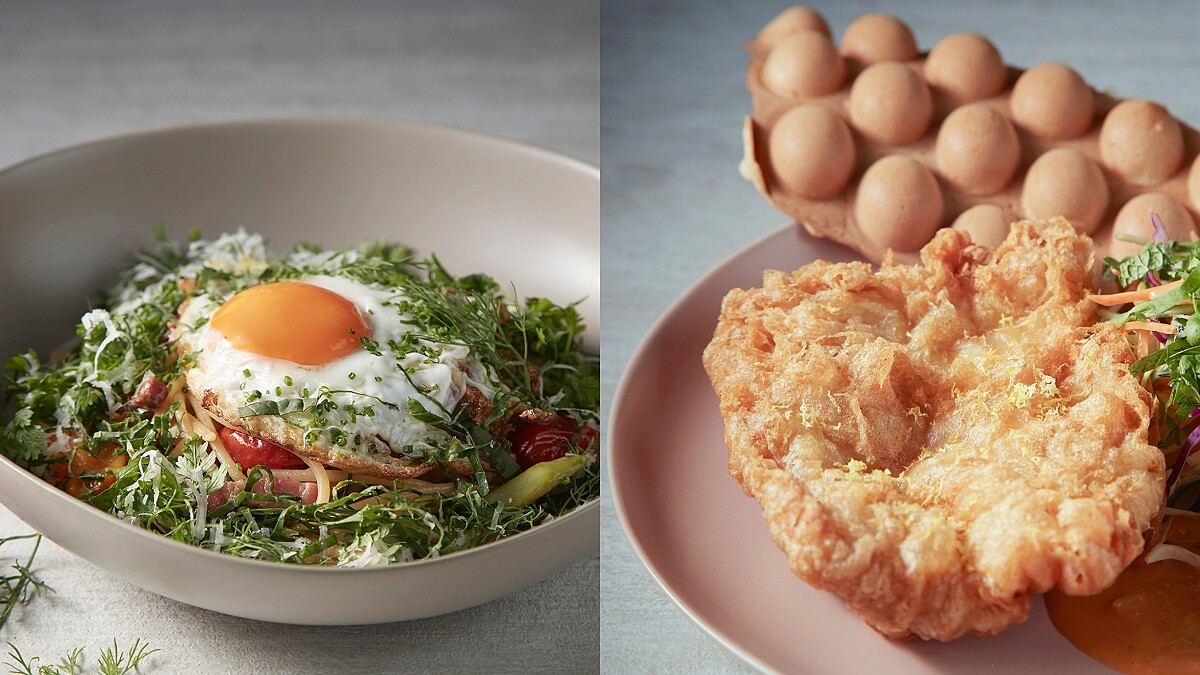 右為特色早餐「炸雞雞蛋仔」