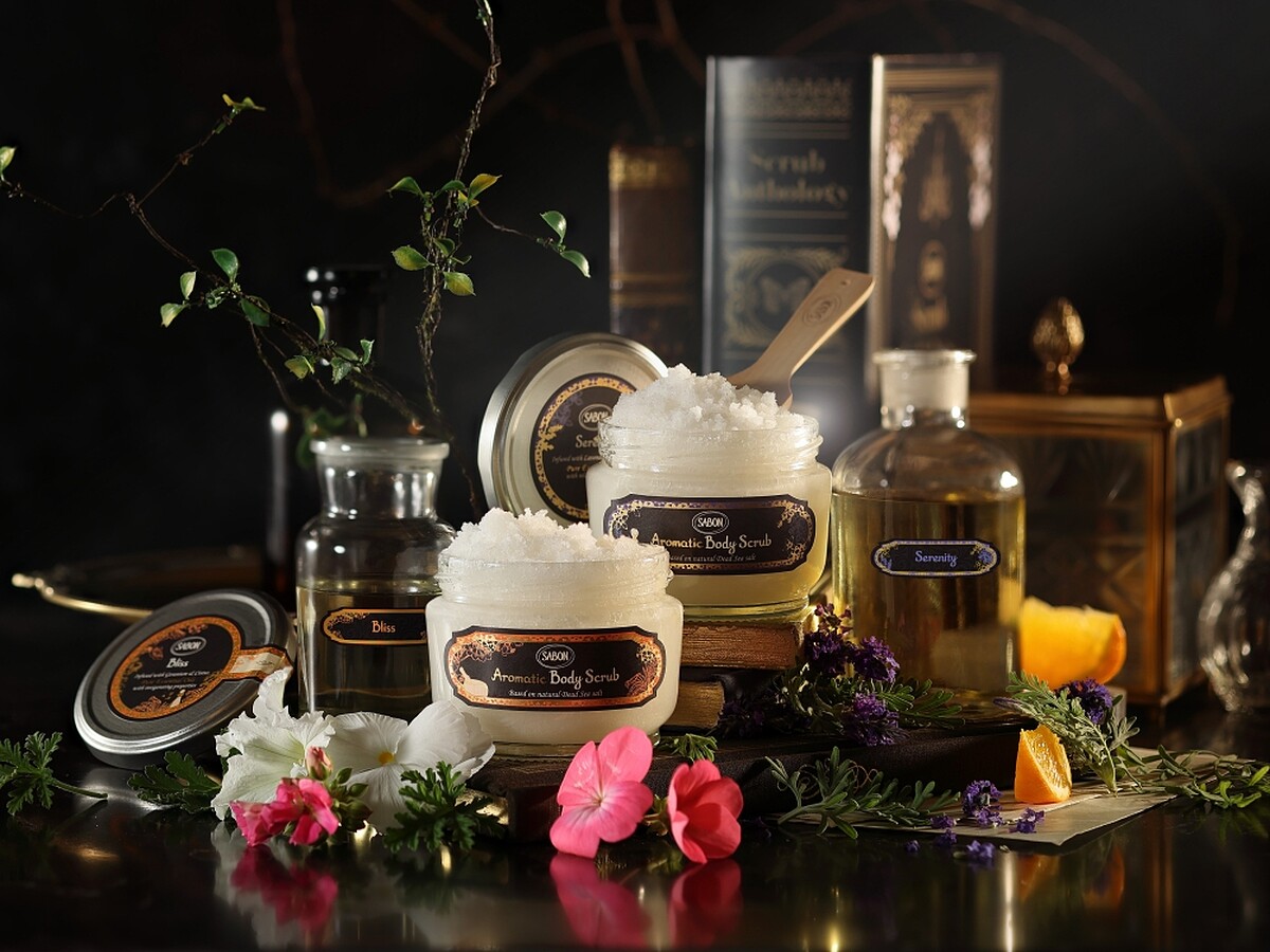 SABON限量精油身體磨砂膏情境圖。