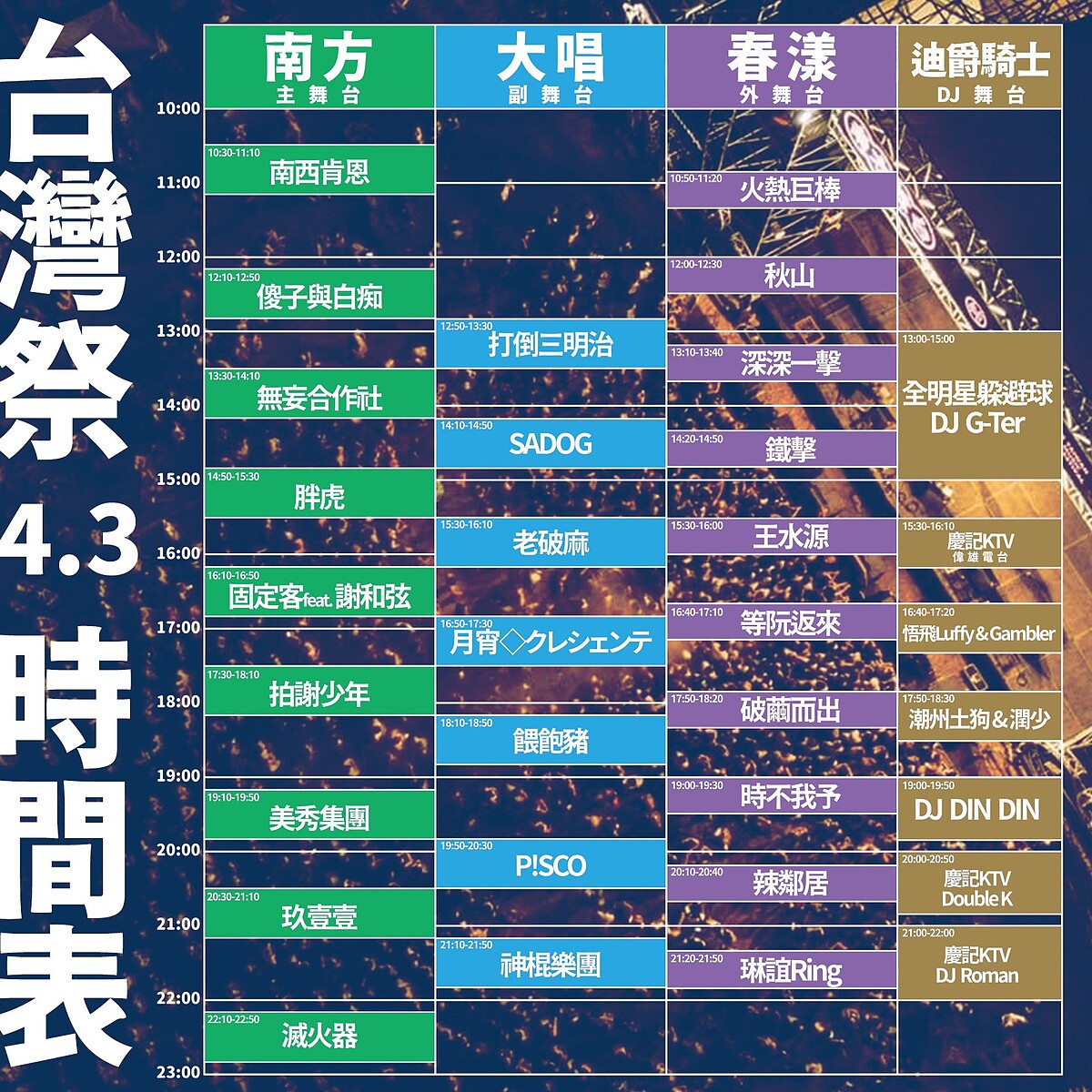 2022台灣祭4/3演出時刻表