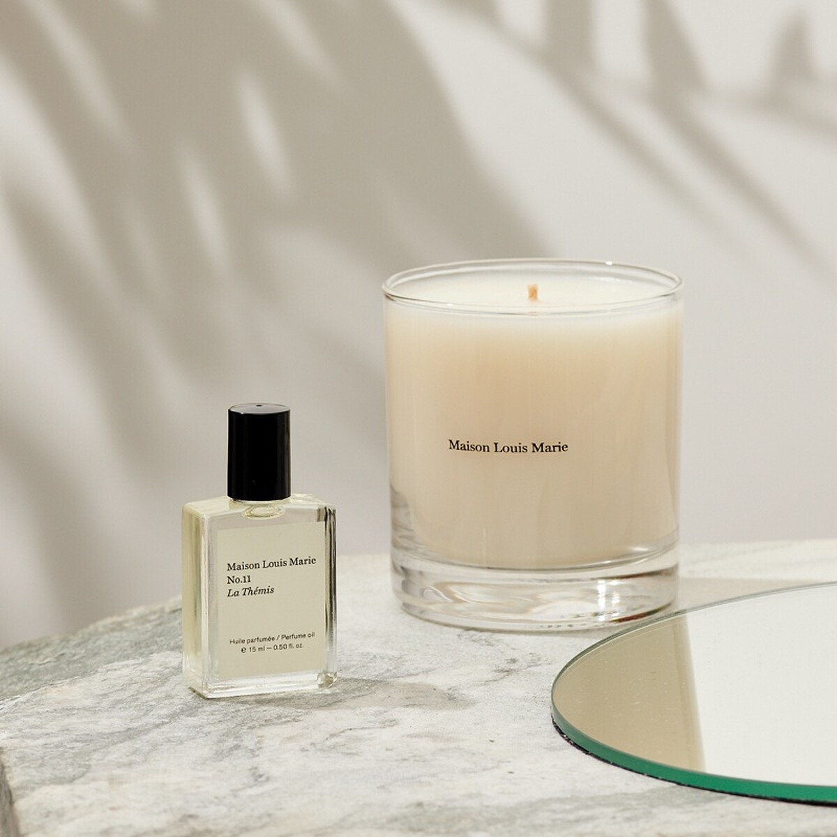 Maison Louis Marie香氛蠟燭(No.11 La Themis歸途)，NT1,280、滾珠香氛油(No.11 La Themis歸途)，NT1,980。