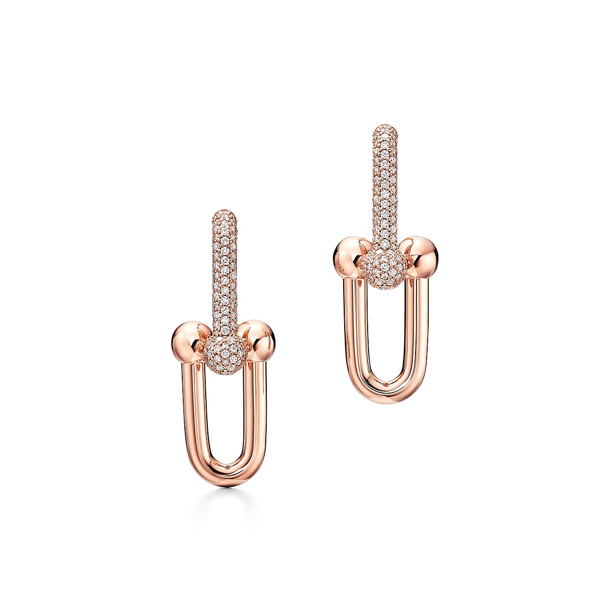 Tiffany HardWear 18K玫瑰金鏈結設計鑲鑽耳環 NT$459,000