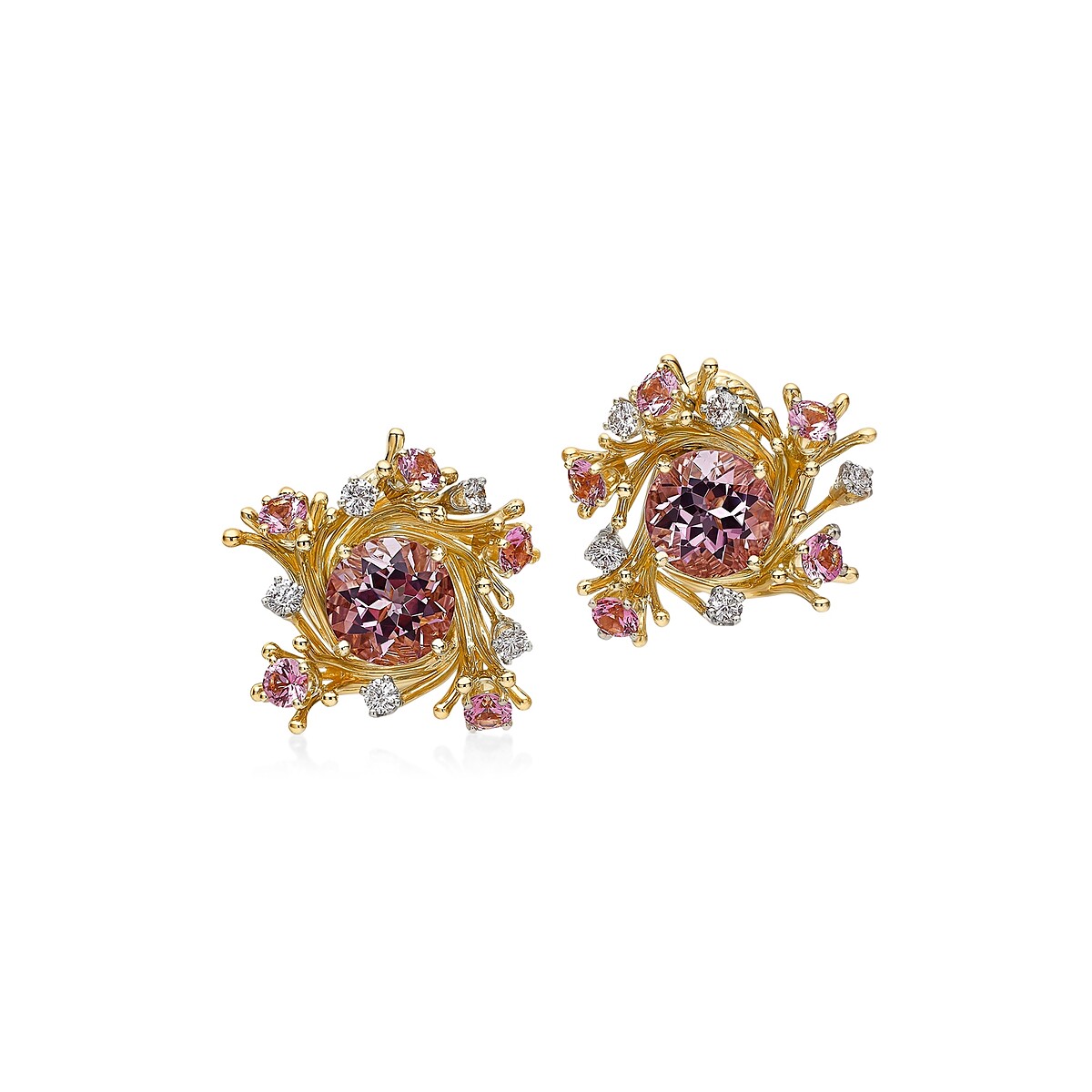 Tiffany & Co. Schlumberger鉑金與18K金鑲嵌總重逾6.34克拉摩根石與鑽石耳環