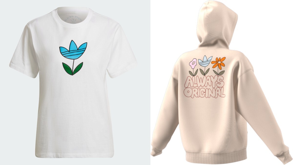 花朵塗鴉短袖上衣 NTD1,290、花朵塗鴉帽T NTD2,890