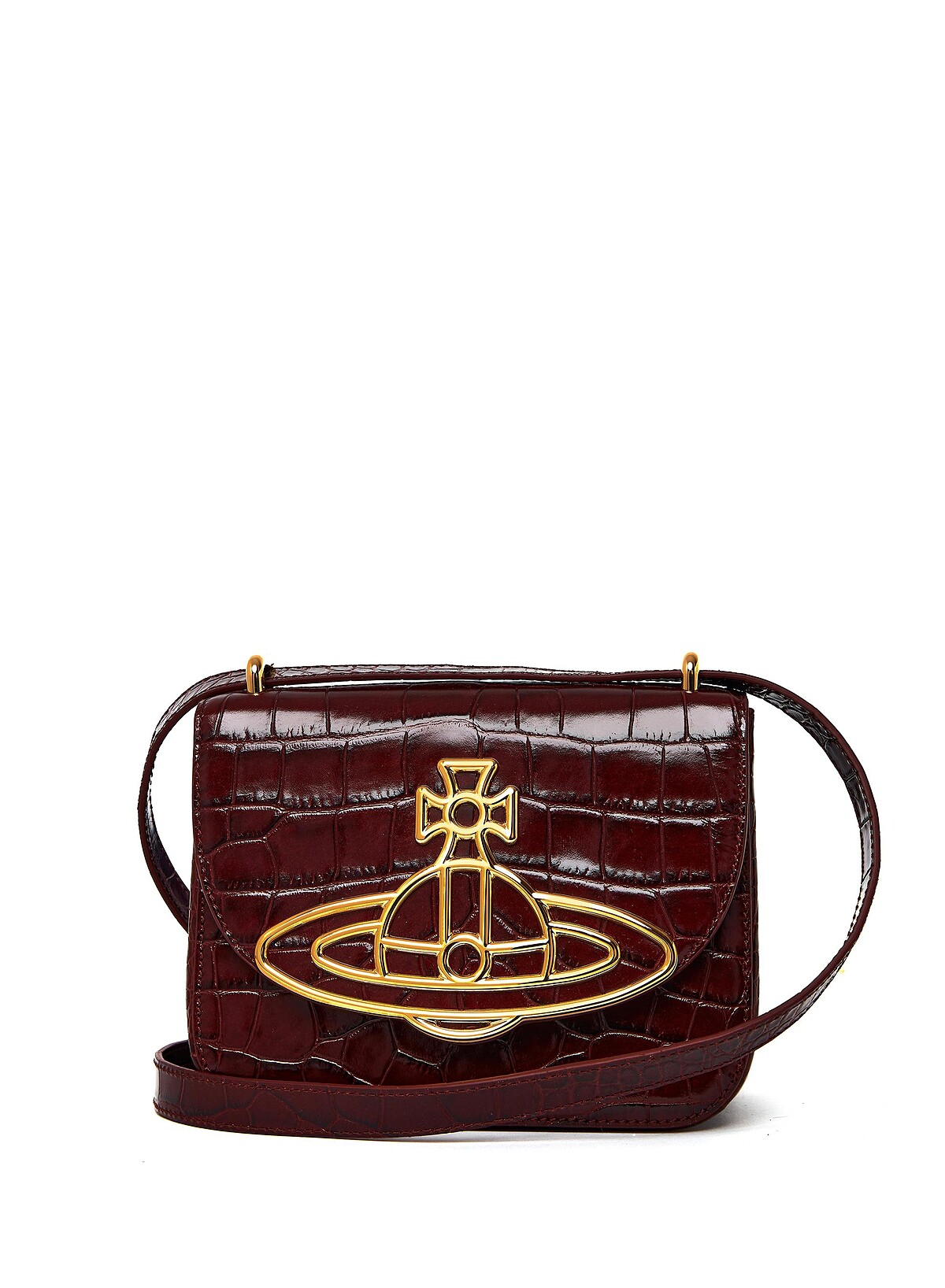 Linda 斜背包（棕色鱷魚壓紋)，NT$36,300