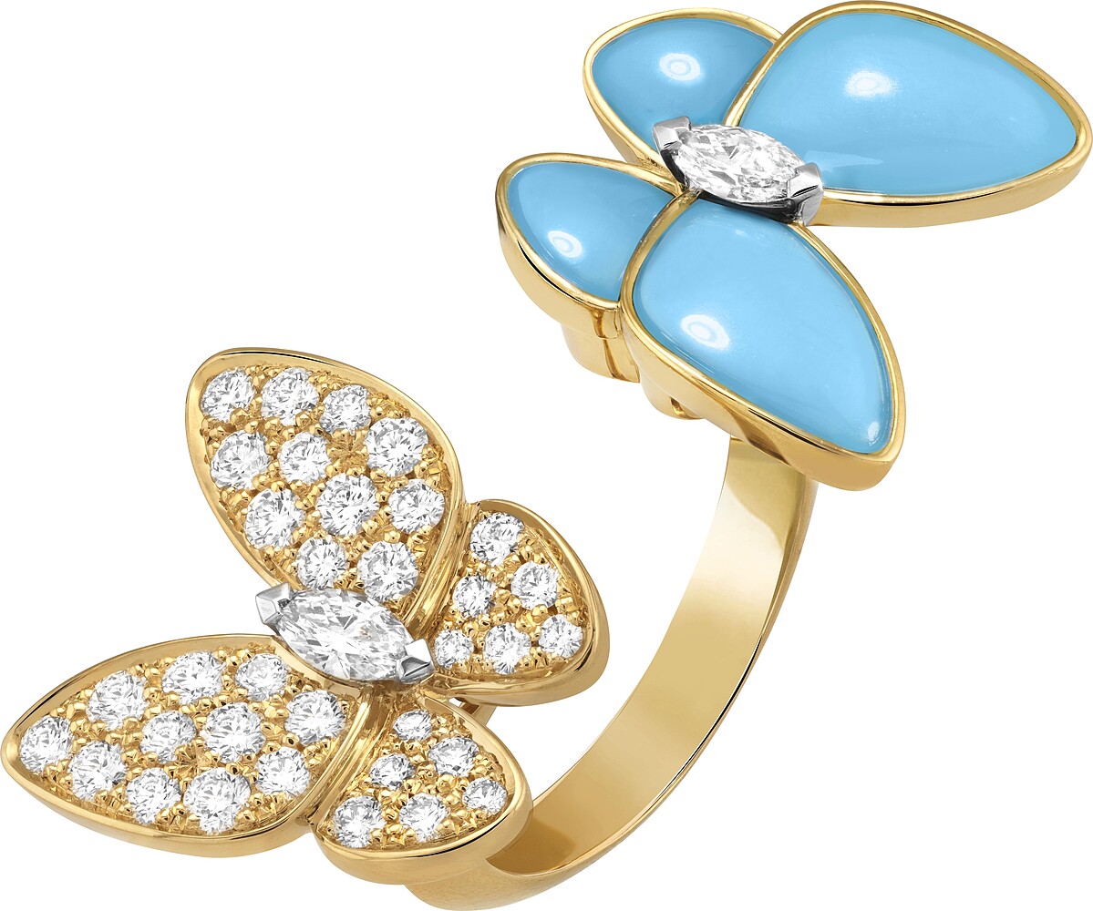 Two Butterfly Between the Finger指間戒 K金、綠松石、鑽石 議售價: 約新台幣655,000元