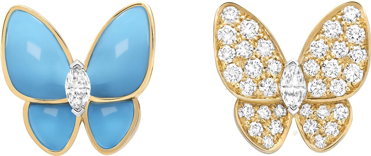 Two Butterfly耳環 K金、綠松石、鑽石 議售價: 約新台幣655,000元