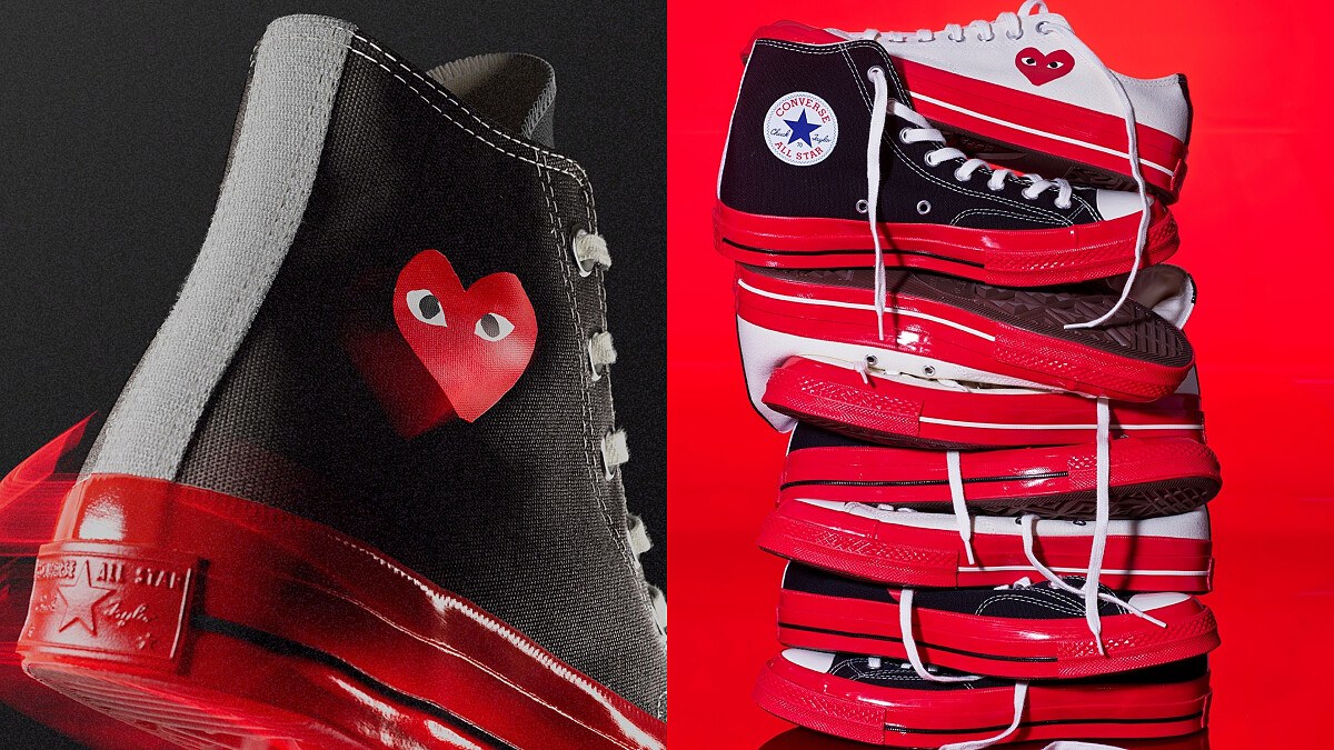 帆布鞋界的紅底鞋！Converse X CDG PLAY愛心臉帆布鞋換上火熱紅色膠底