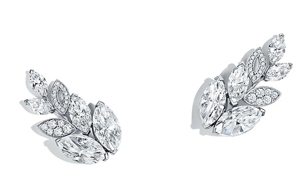 Tiffany鉑金鑲鑽耳環