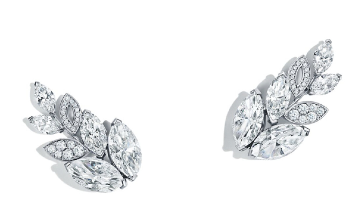 Tiffany鉑金鑲鑽耳環