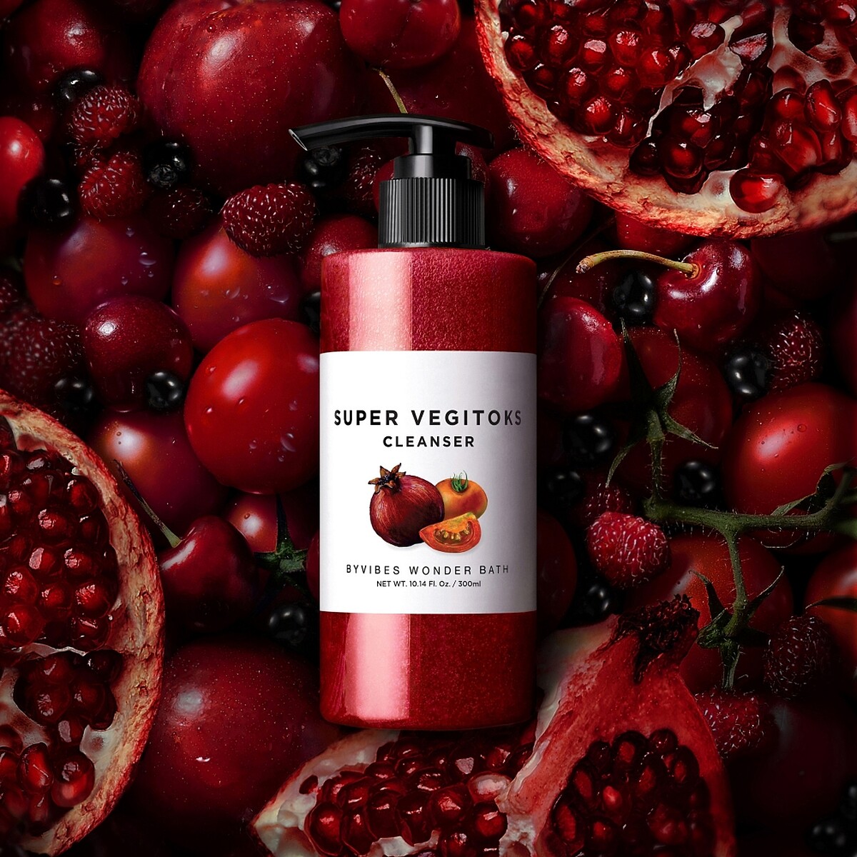 Wonder Bath蔬果精華自動發泡洗卸潔顏露(紅色透亮款)300ml，NT699。