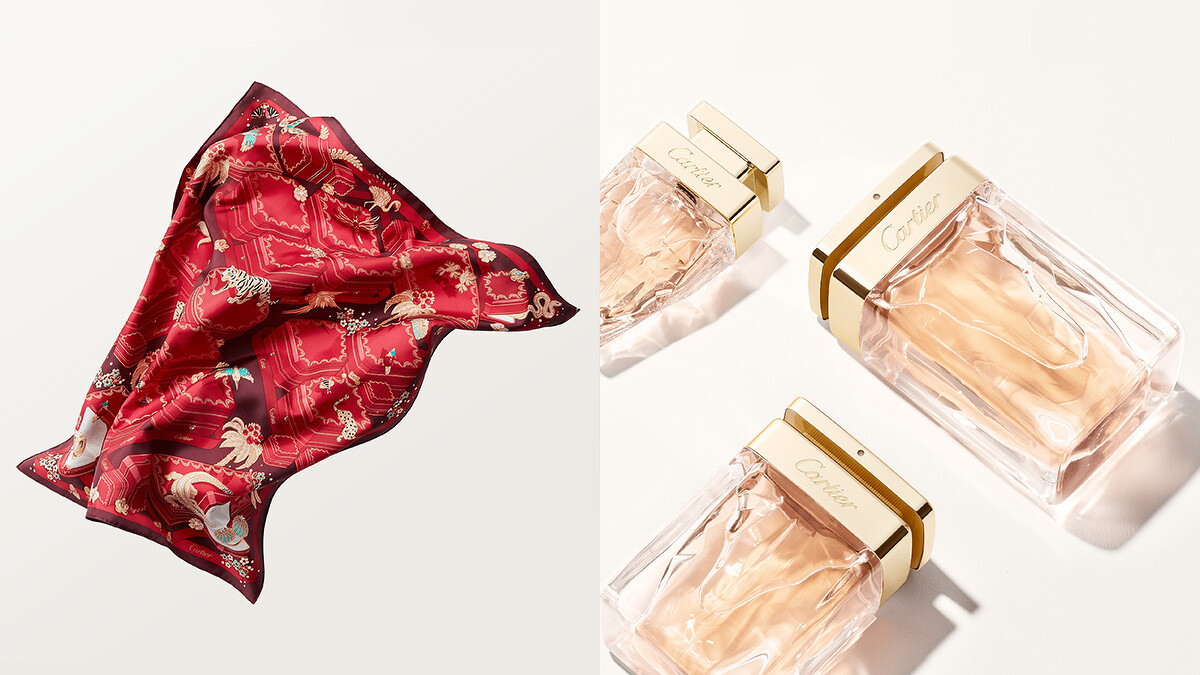 卡地亞珠寶盒絲巾，NT13,300、La Panthere EDP 美洲豹香水，75ml，NT3,900