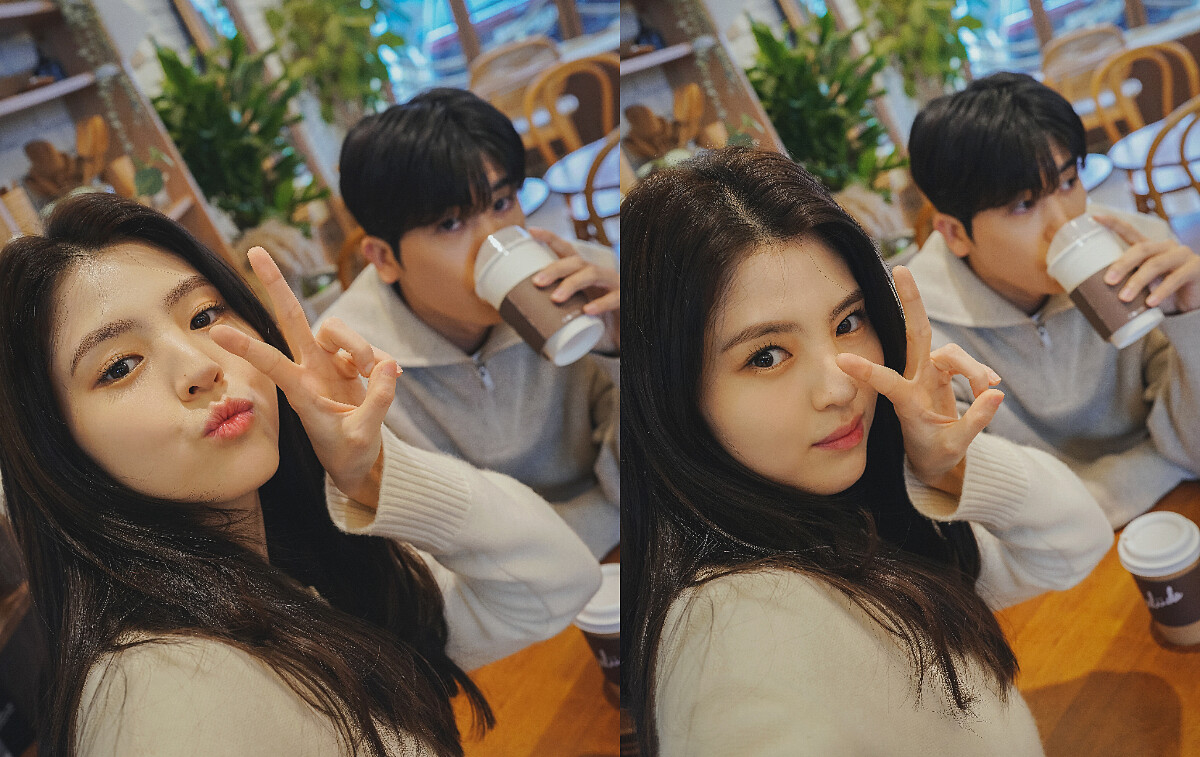 形影不離的青梅竹馬好友死黨總是綁在一起同框合照，但透過畫面情緒的渲染，直接就可以感受到照片中成為背景的宣宇永遠在恩秀背後守護著的那種呼應細節巧思。