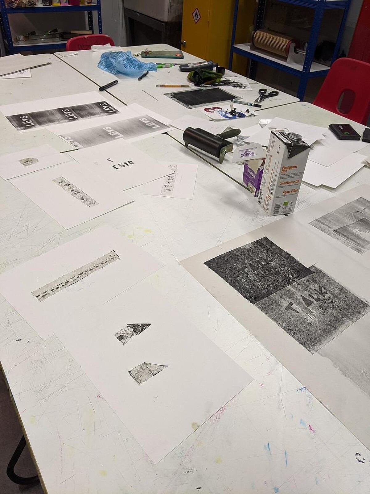 環保版畫製作過程。