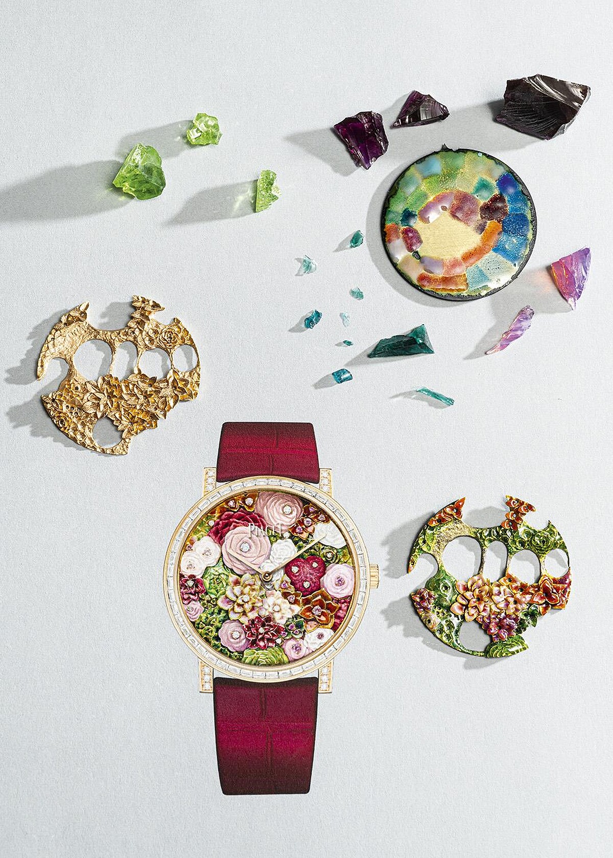 Altiplano至臻超薄系列玫瑰藝術工藝腕錶工藝細節圖