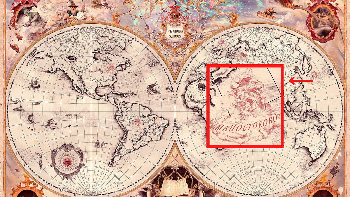魔法學院的全球分布圖，來自日本的魔法所具有強烈的日式建築風