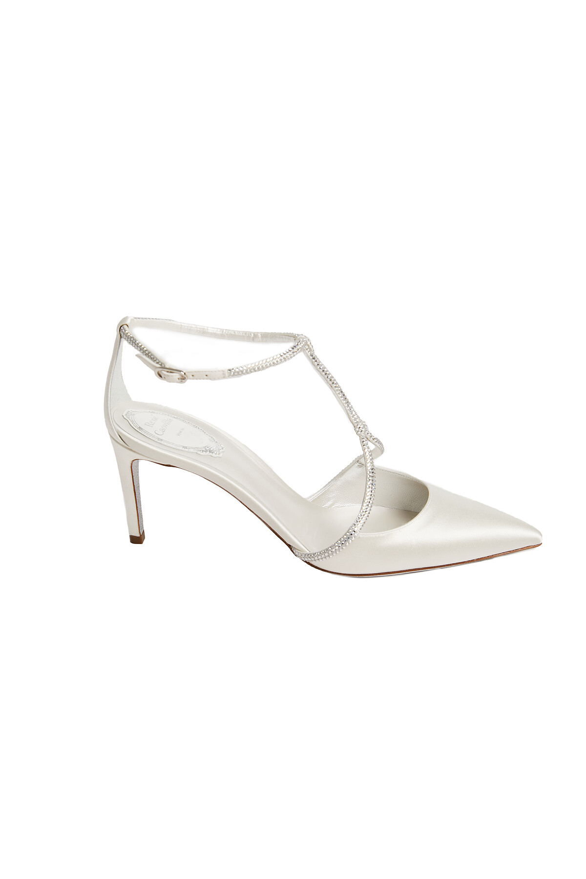 Clippy 水鑽尖頭包鞋（象牙白色），NT48,000。