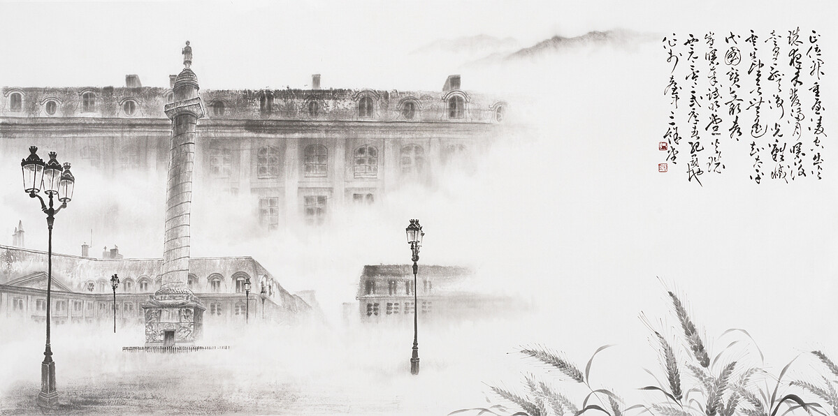 水墨畫作品《凡登廣場12號》寫意地復刻了Chamet總店及凡登廣場，甚至已經被Chaumet品牌總部決定收藏！