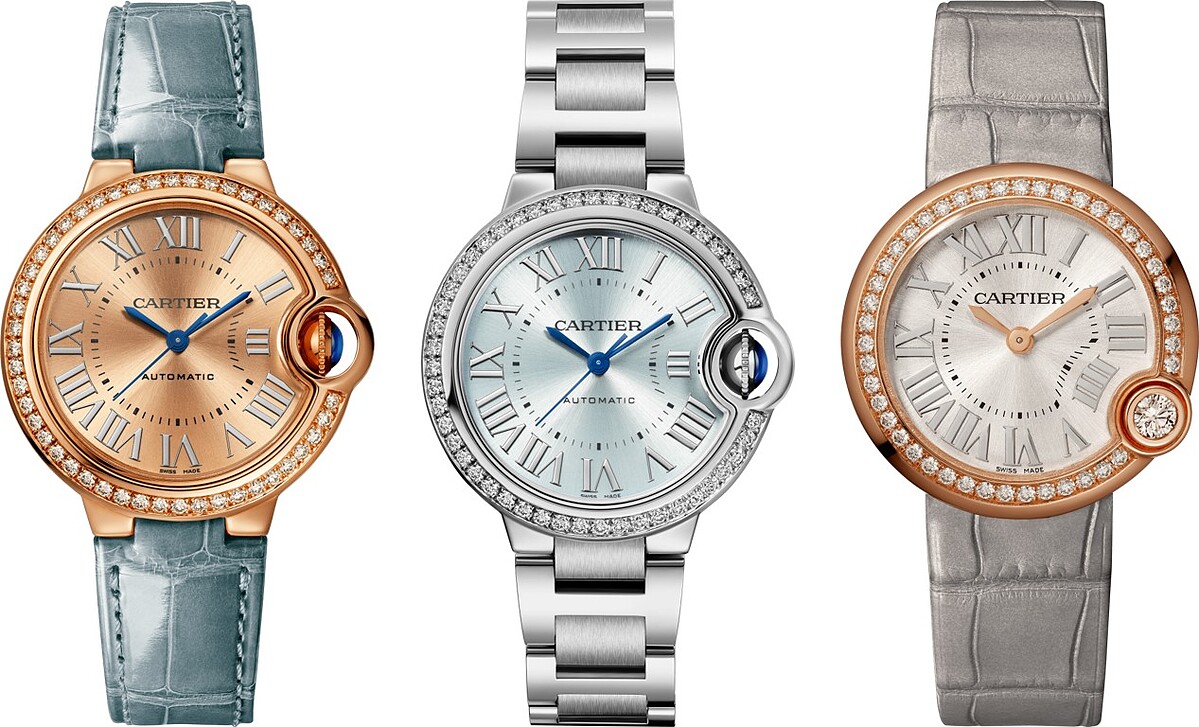 Ballon Bleu de Cartier玫瑰金鑲鑽腕錶(33mm)、 Ballon Bleu de Cartier淺藍色腕錶(33mm)