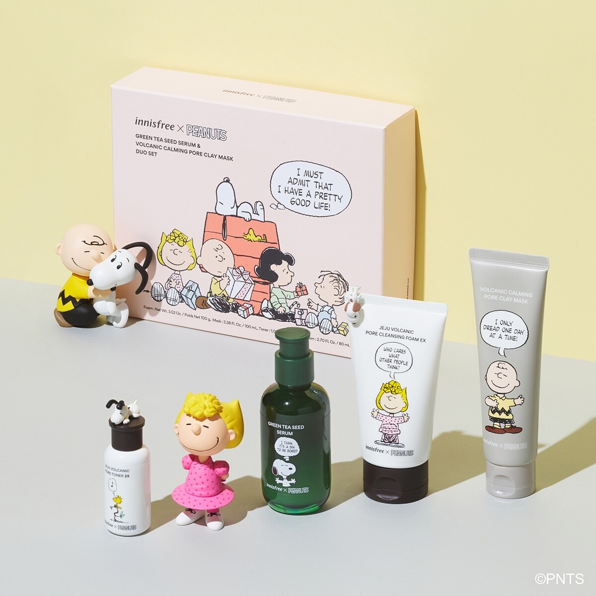 2022 innisfree x Peanuts史努比限定版綠茶火山清潔組,NT1,510。
