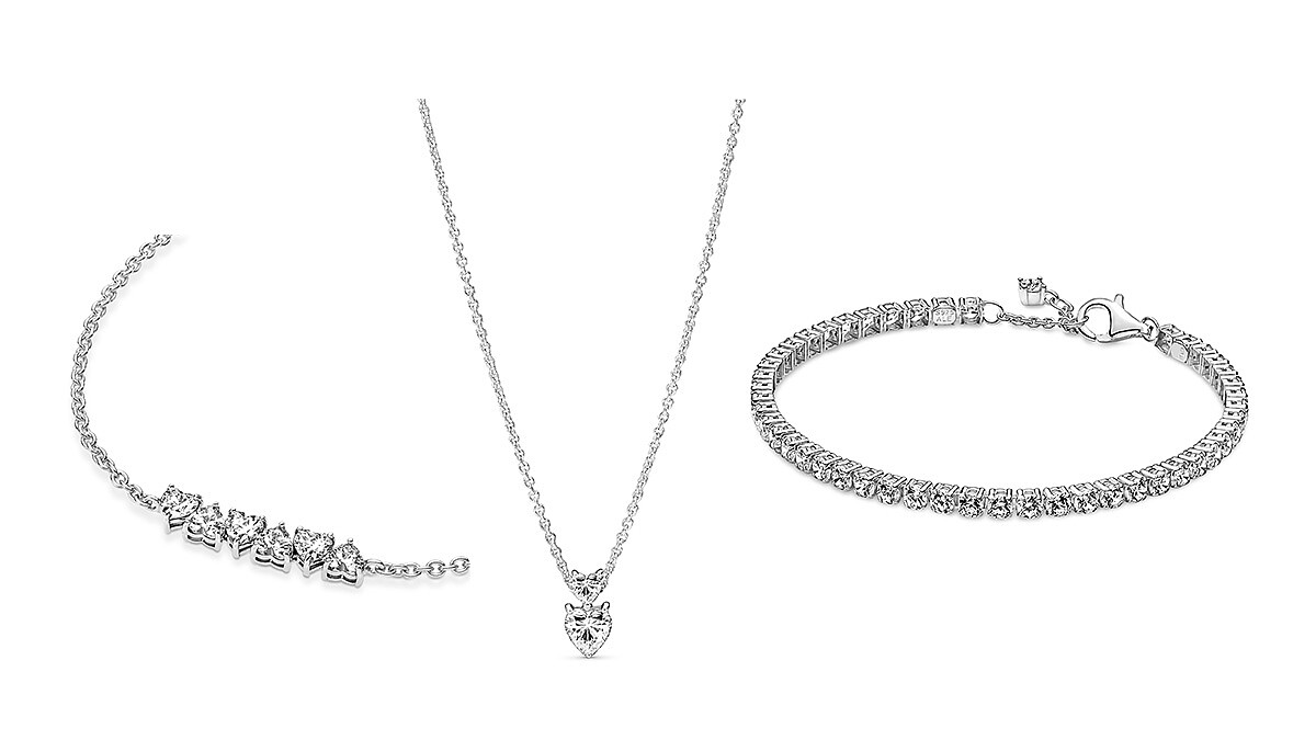 無盡璀璨愛心寶石手鏈NT$2,880、璀璨雙心短項鏈NT$3,280、璀璨寶石手鏈NT$3,680 