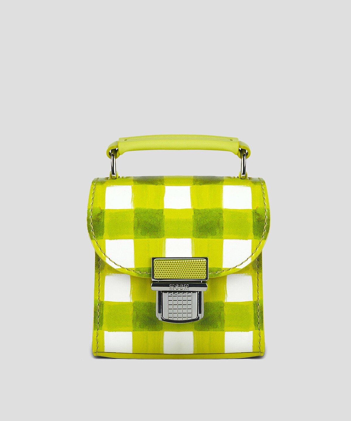 MSGM 迷你 CLIC&reg; 萊姆綠格紋包，NT9,300。