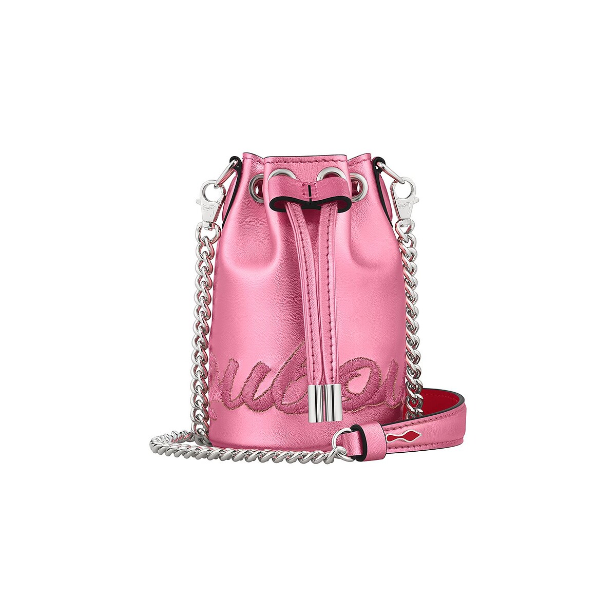 Mary Jane金屬藍皮革迷你水桶包，NT39,000。